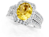 White gold Oval Cut Halo Yellow Sapphire Ring with Split Shank and Four-Prong Setting_25