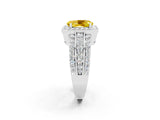 White gold Oval Cut Halo Yellow Sapphire Ring with Split Shank and Four-Prong Setting_26