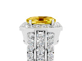 White gold Oval Cut Halo Yellow Sapphire Ring with Split Shank and Four-Prong Setting_29