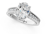 White gold Oval Cut Milgrain Channel Set Engagement Ring with Solitaire Prong Setting_59