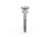 White gold Oval Cut Milgrain Channel Set Engagement Ring with Solitaire Prong Setting_60