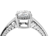 White gold Oval Cut Milgrain Channel Set Engagement Ring with Solitaire Prong Setting_62