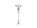 White gold Oval Cut Moissanite Cluster Side Stone Solitaire Ring with Prong Setting_26