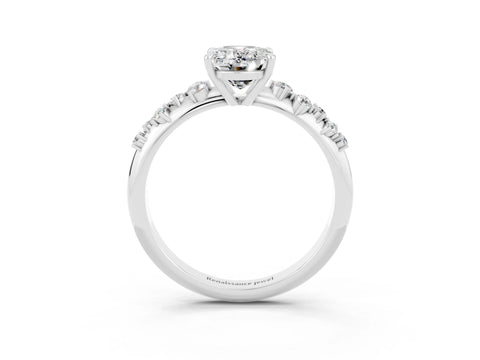 White gold Oval Cut Moissanite Cluster Side Stone Solitaire Ring with Prong Setting_27