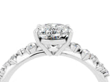 White gold Oval Cut Moissanite Cluster Side Stone Solitaire Ring with Prong Setting_28