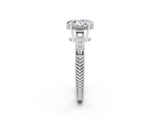 White gold Oval Cut Moissanite Engagement Ring with Milgrain Channel Set Band and Prong Setting_2