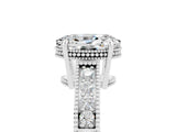 White gold Oval Cut Moissanite Engagement Ring with Milgrain Channel Set Band and Prong Setting_5
