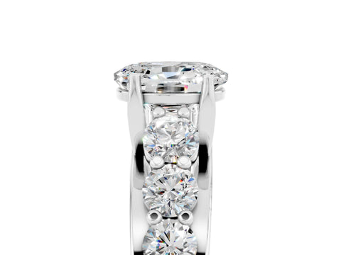 White gold Oval Cut Moissanite Engagement Ring with Pavé Band and Four-Prong Setting_5