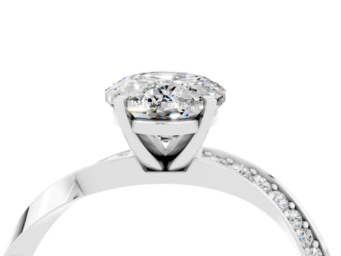 White gold Oval Cut Moissanite Engagement Ring with Side Stone Accents and Four-Prong Setting_31