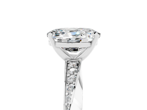 White gold Oval Cut Moissanite Engagement Ring with Side Stone Accents and Four-Prong Setting_32