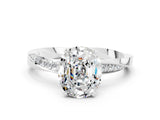 White gold Oval Cut Moissanite Engagement Ring with Side Stone Accents and Four-Prong Setting_72