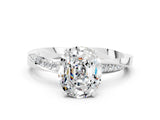 White gold Oval Cut Moissanite Engagement Ring with Side Stone Accents and Four-Prong Setting_96