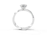 White gold Oval Cut Moissanite Engagement Ring with Side Stone Accents and Four-Prong Setting_99