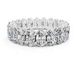 White gold Oval Cut Moissanite Eternity Band with Shared Prong Setting