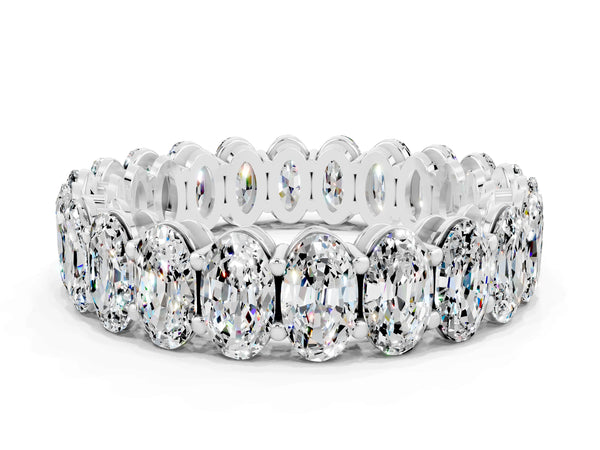 Platinum Oval Cut Moissanite Eternity Band with Shared Prong Setting