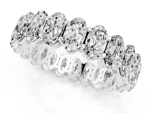 Platinum Oval Cut Moissanite Eternity Band with Shared Prong Setting