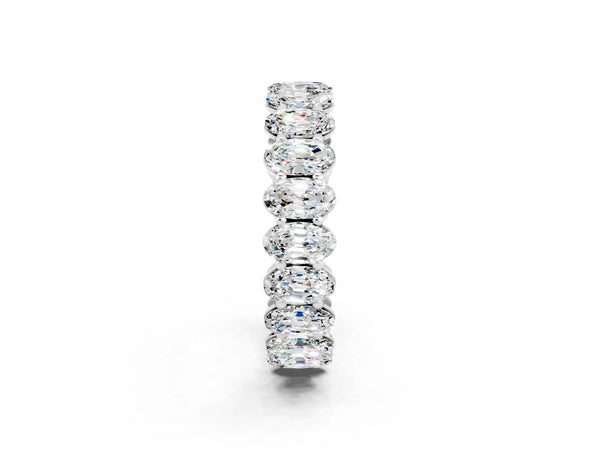 Platinum Oval Cut Moissanite Eternity Band with Shared Prong Setting