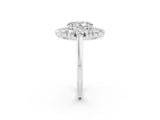 White gold Oval Cut Moissanite Floral Double Halo Engagement Ring with Prong Setting_26