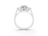 White gold Oval Cut Moissanite Floral Double Halo Engagement Ring with Prong Setting_27