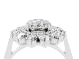 White gold Oval Cut Moissanite Floral Double Halo Engagement Ring with Prong Setting_28