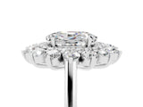 White gold Oval Cut Moissanite Floral Double Halo Engagement Ring with Prong Setting_29