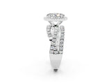 White gold Oval Cut Moissanite Halo Ring with Round Split Shank and Prong Setting_62