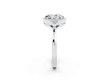 White gold Oval Cut Moissanite Halo Ring with Tapered Band and Four-Prong Setting_2