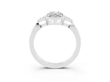 White gold Oval Cut Moissanite Halo Ring with Tapered Band and Four-Prong Setting_3