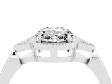 White gold Oval Cut Moissanite Halo Ring with Tapered Band and Four-Prong Setting_4