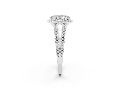White gold Oval Cut Moissanite Halo Split Shank Engagement Ring_14