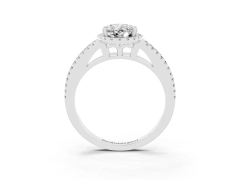 White gold Oval Cut Moissanite Halo Split Shank Engagement Ring_15