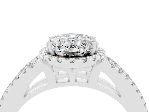 White gold Oval Cut Moissanite Halo Split Shank Engagement Ring_16