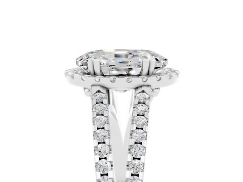 White gold Oval Cut Moissanite Halo Split Shank Engagement Ring_17