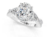 White gold Oval Cut Moissanite Halo Twist Band Solitaire Prong Setting Ring_1