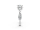White gold Oval Cut Moissanite Halo Twist Band Solitaire Prong Setting Ring_2