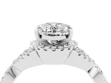 White gold Oval Cut Moissanite Halo Twist Band Solitaire Prong Setting Ring_4