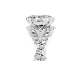 White gold Oval Cut Moissanite Halo Twist Band Solitaire Prong Setting Ring_5