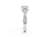 White gold Oval Cut Moissanite  Halo Twist Band Solitaire Prong Setting Ring_50