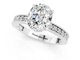 White gold Oval Cut Moissanite Milgrain Pavé Engagement Ring with Four-Prong Setting_13