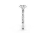 White gold Oval Cut Moissanite Milgrain Pavé Engagement Ring with Four-Prong Setting_14