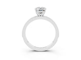 White gold Oval Cut Moissanite Milgrain Pavé Engagement Ring with Four-Prong Setting_15