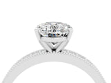 White gold Oval Cut Moissanite Milgrain Pavé Engagement Ring with Four-Prong Setting_16