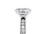 White gold Oval Cut Moissanite Milgrain Pavé Engagement Ring with Four-Prong Setting_17