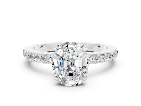 White gold Oval Cut Moissanite Pavé Engagement Ring with Round  Accents and Prong Setting_24