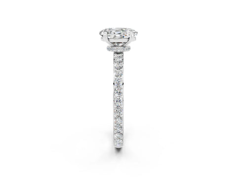White gold Oval Cut Moissanite Pavé Engagement Ring with Round  Accents and Prong Setting_26