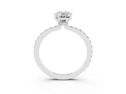 White gold Oval Cut Moissanite Pavé Engagement Ring with Round  Accents and Prong Setting_27