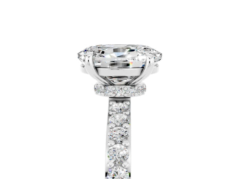 White gold Oval Cut Moissanite Pavé Engagement Ring with Round  Accents and Prong Setting_29