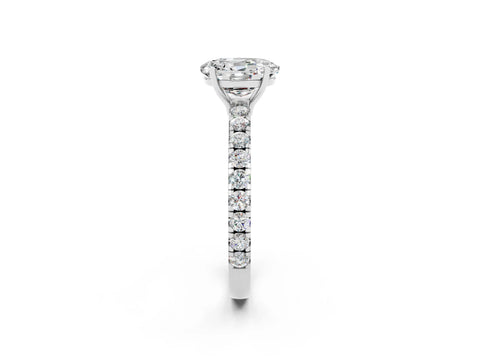 White gold Oval Cut Moissanite Pavé Solitaire Engagement Ring with Four-Prong Setting_14