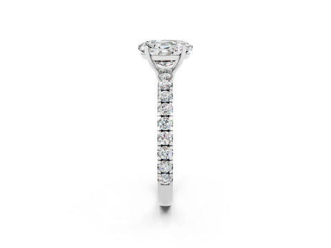 White gold Oval Cut Moissanite Pavé Solitaire Engagement Ring with Four-Prong Setting_26
