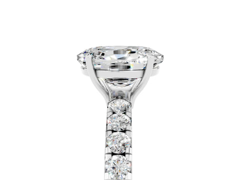 White gold Oval Cut Moissanite Pavé Solitaire Engagement Ring with Four-Prong Setting_29